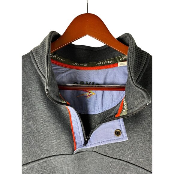 ORVIS Signature Quarter Zip Dark Grey Pullover Sweatshirt, Mens Size XXL/EEG - Picture 2 of 8
